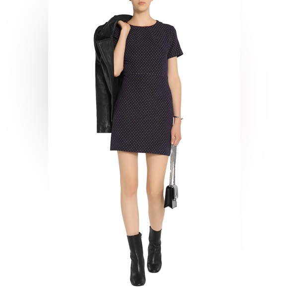 NWOT Sandro Paris Size 1 Navy and Red Embroidered Cutout jacquard mini dress - Picture 13 of 16